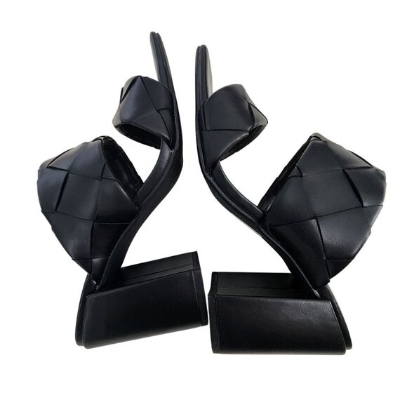 Soda Black Woven Heeled Mules For Women Size 9  Square Toe Block Heel - Picture 7 of 15